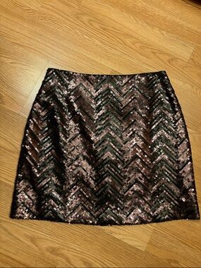 NWT Trina Turk Black Sequin Chevron Mini Skirt